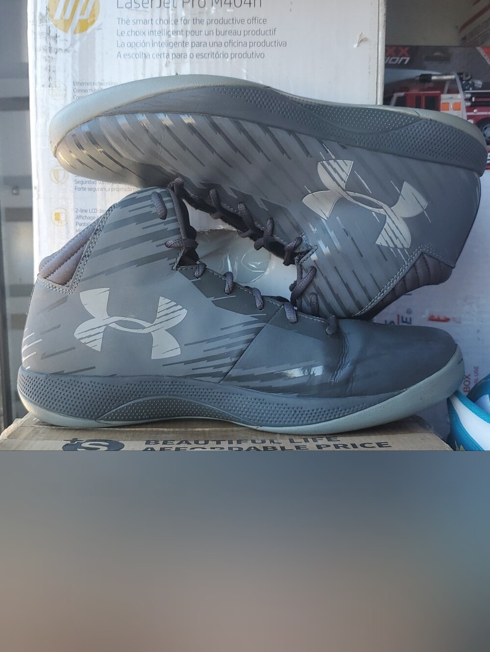 Under Armour Men's Dark Gray High-Top Basketball Sneakers